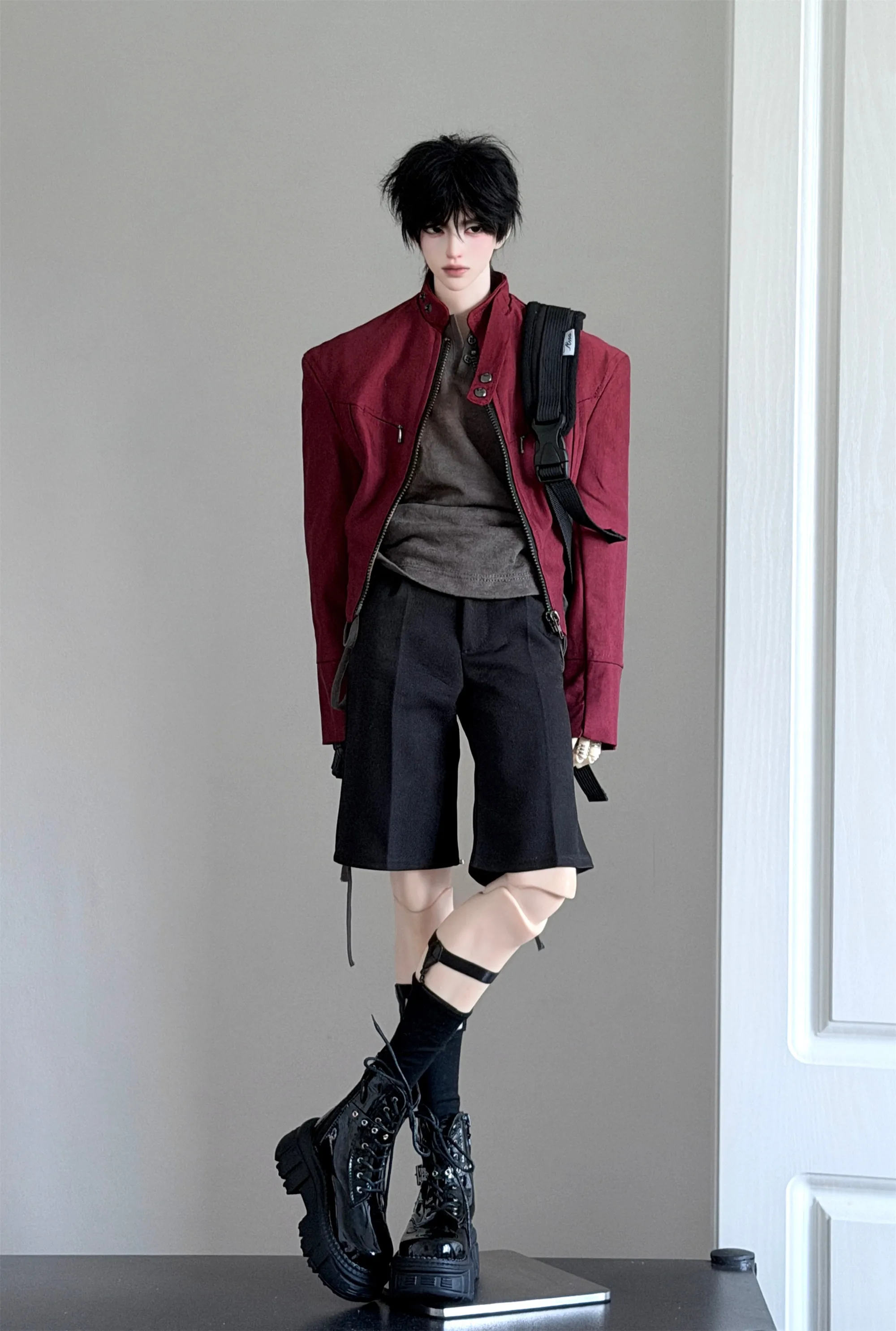 1/4 ID75 Knee-high Chunky-heeled Boots In Stock BJD Doll Shoes Boys Girls Black Brown Glossy Leather High Boots Doll Accessories