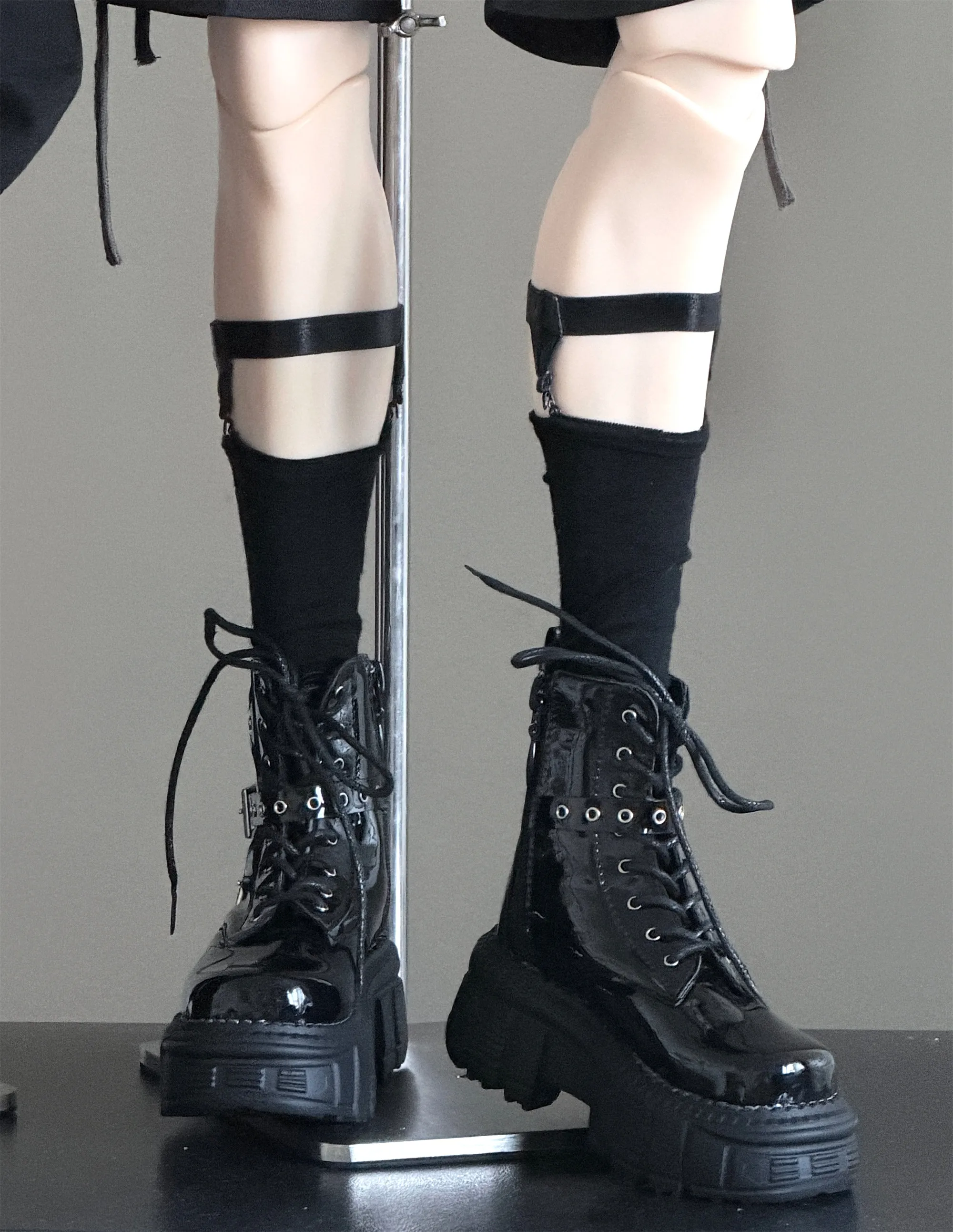 1/4 ID75 Knee-high Chunky-heeled Boots In Stock BJD Doll Shoes Boys Girls Black Brown Glossy Leather High Boots Doll Accessories