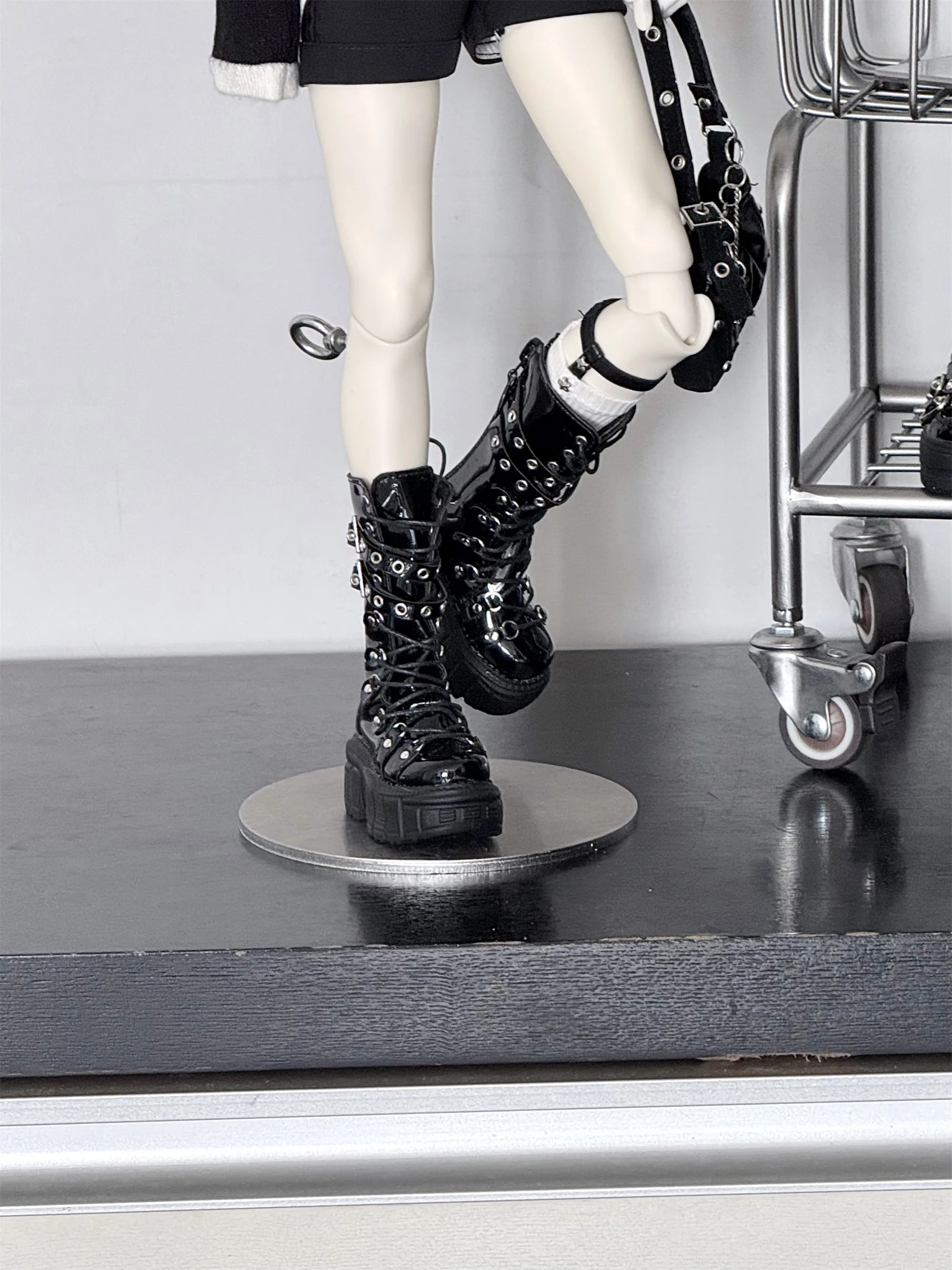 1/4 ID75 Knee-high Chunky-heeled Boots In Stock BJD Doll Shoes Boys Girls Black Brown Glossy Leather High Boots Doll Accessories