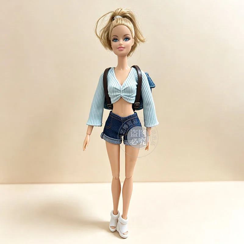 1/6 Doll Clothes Accessories Fashion Retro Casual Denim Backpack Versatile Rucksack For 30cm FR Babi Supermodel Doll Dress Up