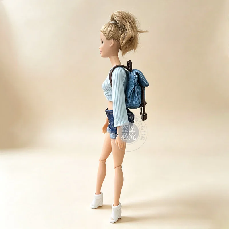 1/6 Doll Clothes Accessories Fashion Retro Casual Denim Backpack Versatile Rucksack For 30cm FR Babi Supermodel Doll Dress Up