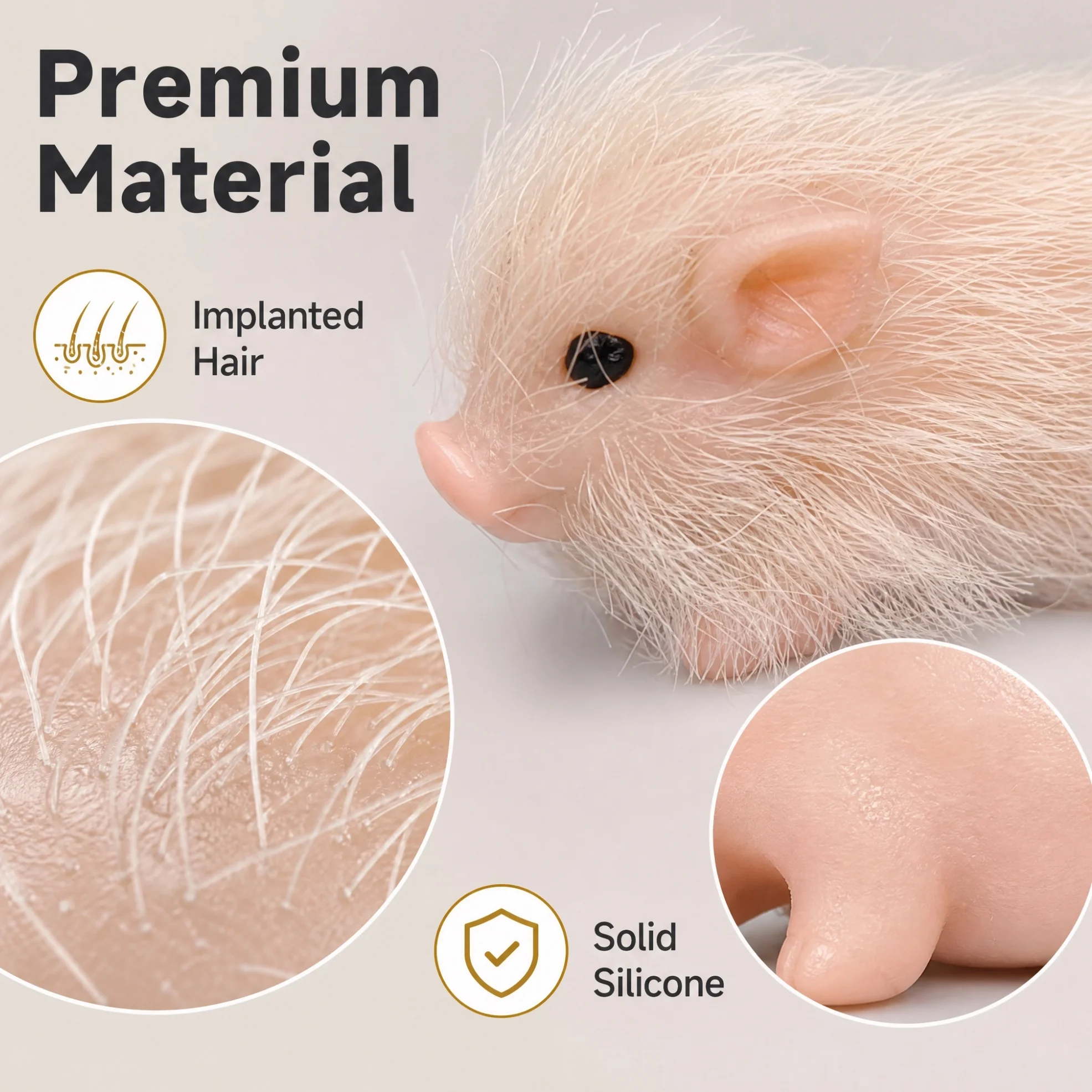 7cm Silicone Piglet Soft Cute Mini Realistic Animals with Accessories Lifelike Reborn Newborn Pig Doll Decompression Toy Gift