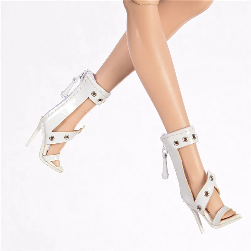 1/6 Doll Shoes Accessories Fashion Punk Rivet Ankle Stiletto Sandals High‑Cut High Heels For FR2 PP Nu.face Babi Supermodel Doll