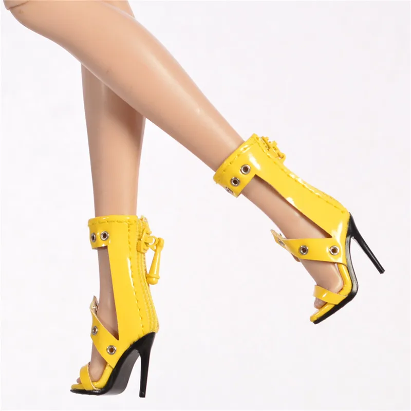 1/6 Doll Shoes Accessories Fashion Punk Rivet Ankle Stiletto Sandals High‑Cut High Heels For FR2 PP Nu.face Babi Supermodel Doll
