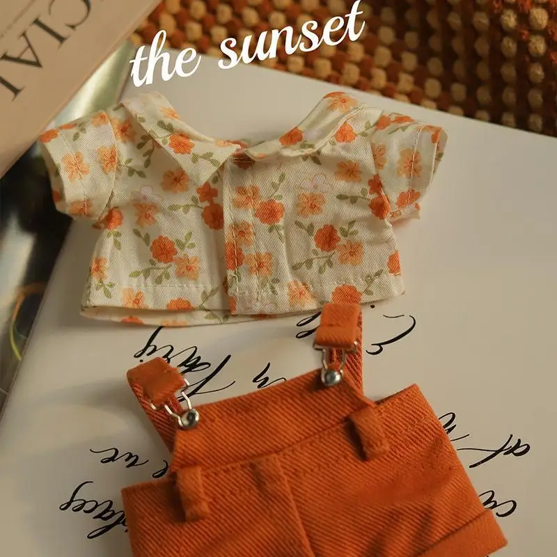 20cm Doll Clothes, Printed Short-Sleeved Dress With Suspenders Set, Fashionable And Exquisite Handmade Doll Clothing Accessories