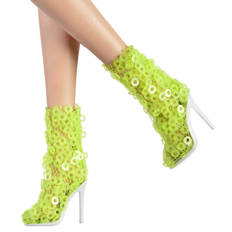 1/6 Doll Shoes Accessories Fashion Exquisite Sequin Ankle Boots / Elegant Knee-high Boots For FR Kissmela Babi Supermodel Doll