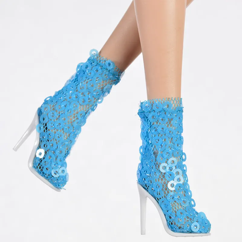 1/6 Doll Shoes Accessories Fashion Exquisite Sequin Ankle Boots / Elegant Knee-high Boots For FR Kissmela Babi Supermodel Doll