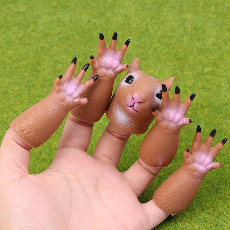 (HB05)Squirrel Finger Hand Puppet Novelty Toys For Kids Birthday Party Cosplay Plaything Gift