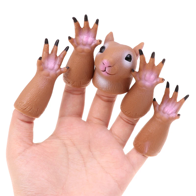 (HB05)Squirrel Finger Hand Puppet Novelty Toys For Kids Birthday Party Cosplay Plaything Gift