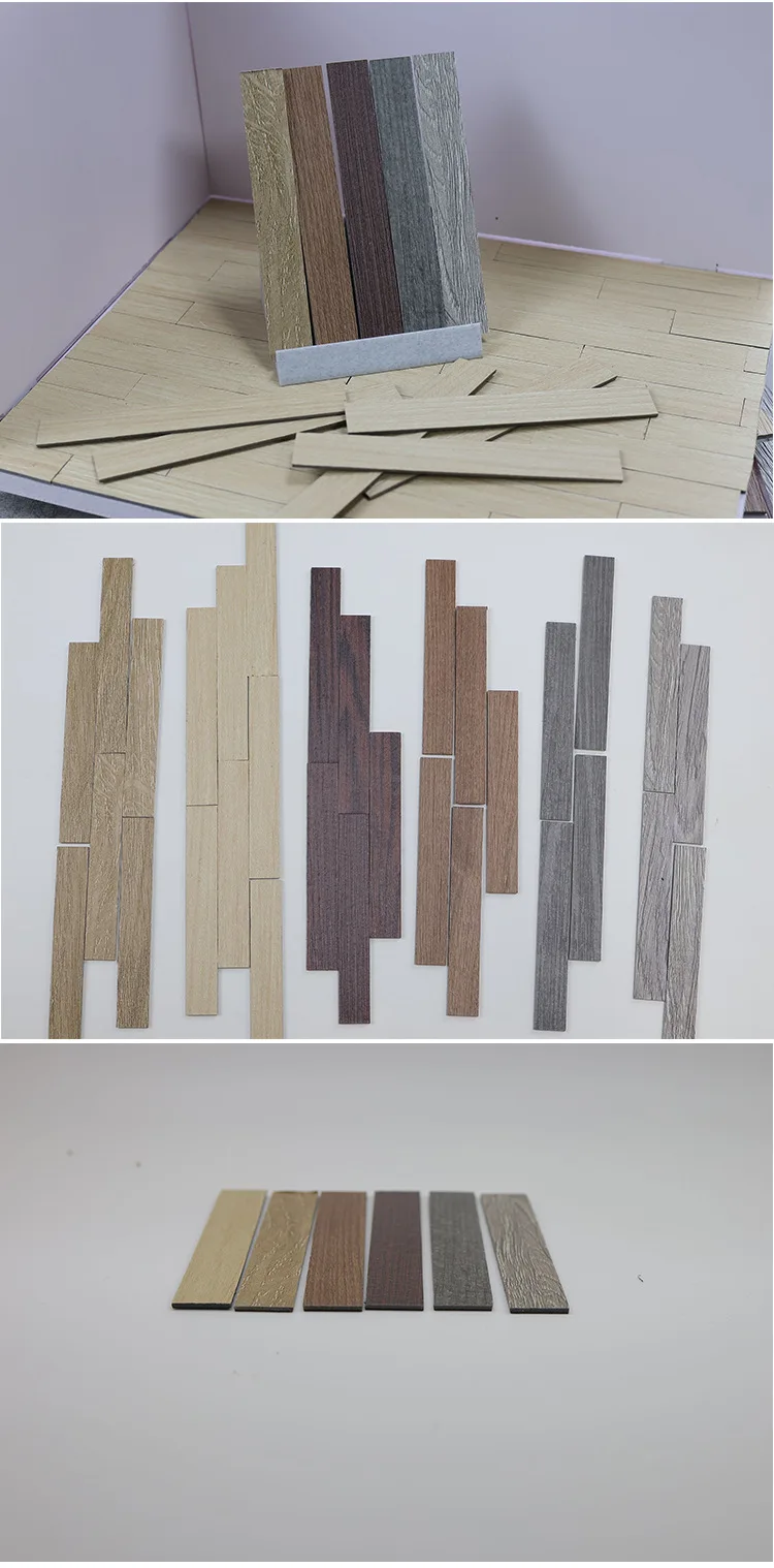 20pcs Dollhouse Miniature Wood Floor Tiles, Simulated Herringbone Flooring Model