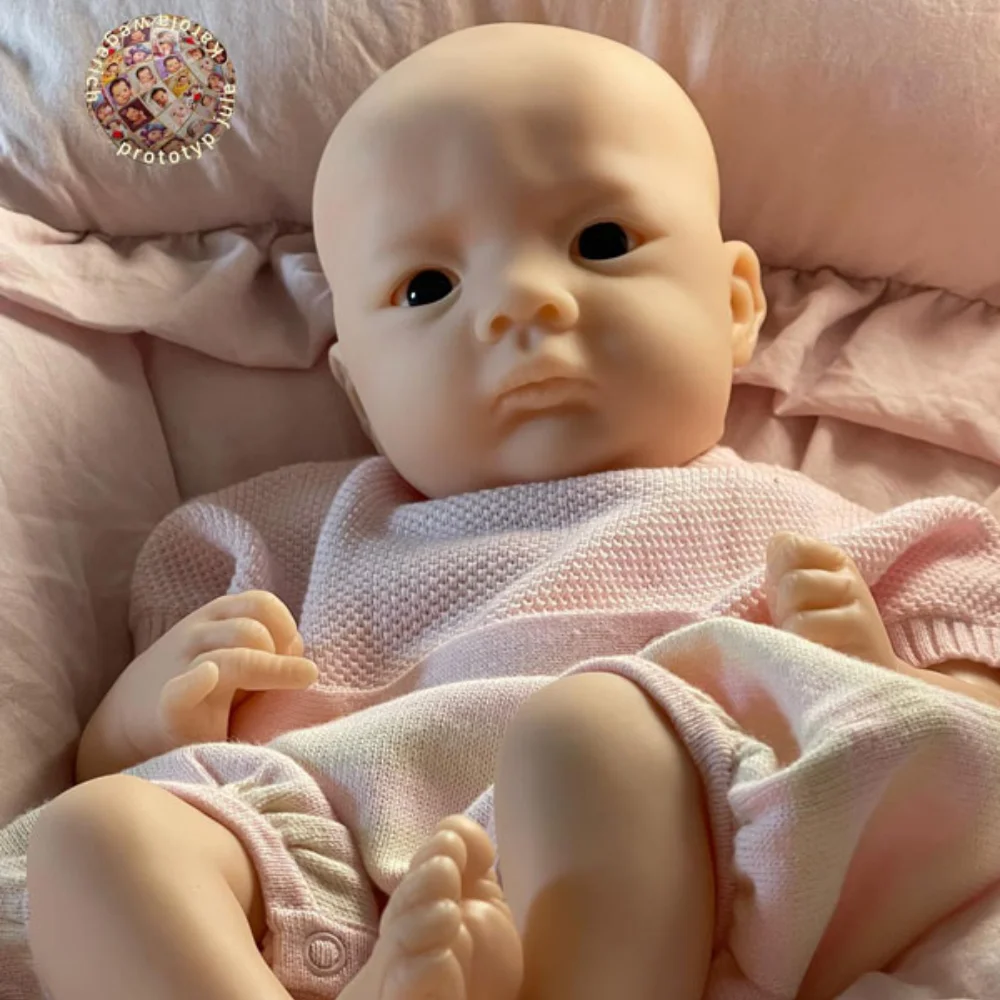 New Face 18 Inch Unpainted Vinyl Reborn Doll Kit Jule Adorable Blank Newborn Doll Mold Parts With Fabric Body and Blue Eyes