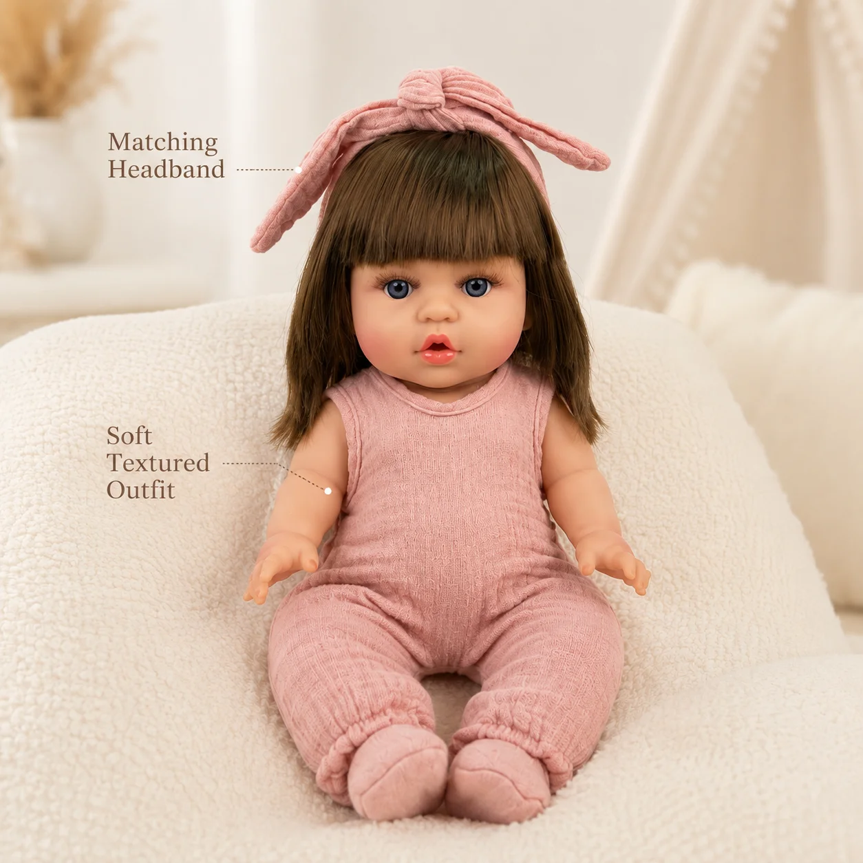 14 Inch 35cm Reborn Baby Doll with Outfit Set American Girl Doll Soft Body Lifelike Vinyl Doll Toy Birthday Gift for Kids Girls