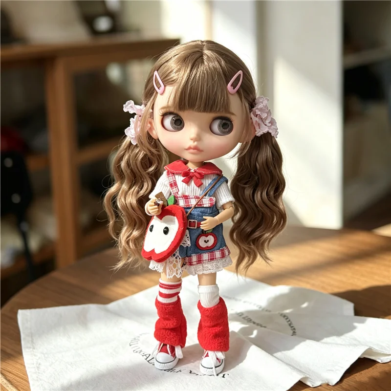 For Blythe Doll Outfit Clothes Retro Flower Dress Set Winter Coat Skirt Puppy Pants Clothing For OB24 OB22 Small 6/1 Doll Gift