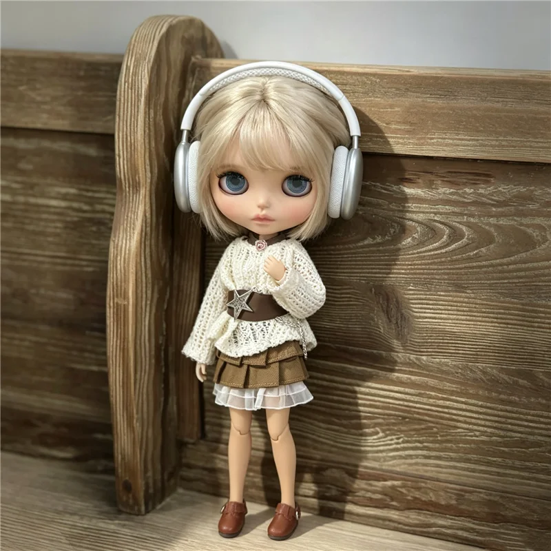 For Blythe Doll Outfit Clothes Retro Flower Dress Set Winter Coat Skirt Puppy Pants Clothing For OB24 OB22 Small 6/1 Doll Gift