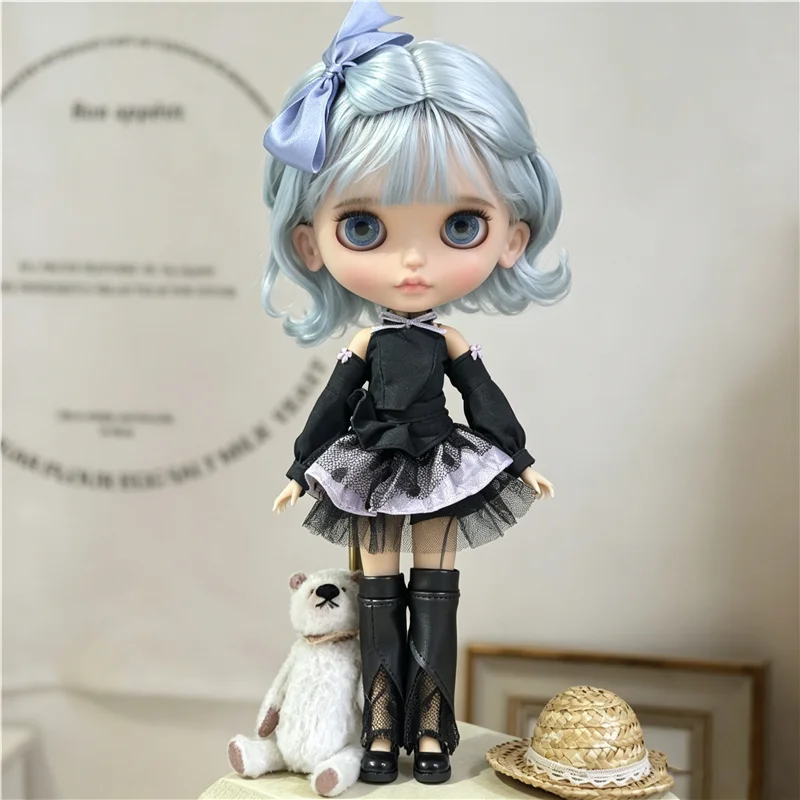 For Blythe Doll Outfit Clothes Retro Flower Dress Set Winter Coat Skirt Puppy Pants Clothing For OB24 OB22 Small 6/1 Doll Gift