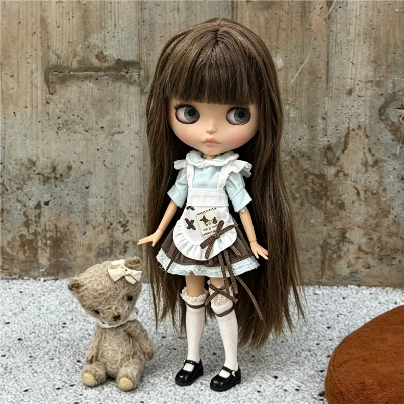 For Blythe Doll Outfit Clothes Retro Flower Dress Set Winter Coat Skirt Puppy Pants Clothing For OB24 OB22 Small 6/1 Doll Gift