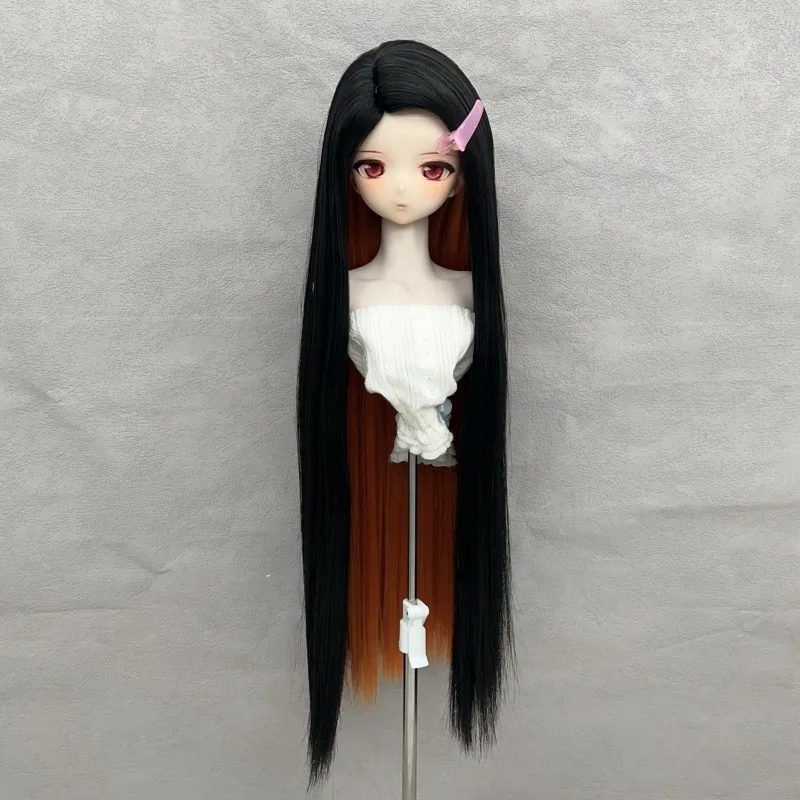BJD Doll Wig COS Hair Long Bangs Straight Hair Double-tone Color DIY Anime Doll Wig Stylish Wig Cover Accessories Dress Up Toy