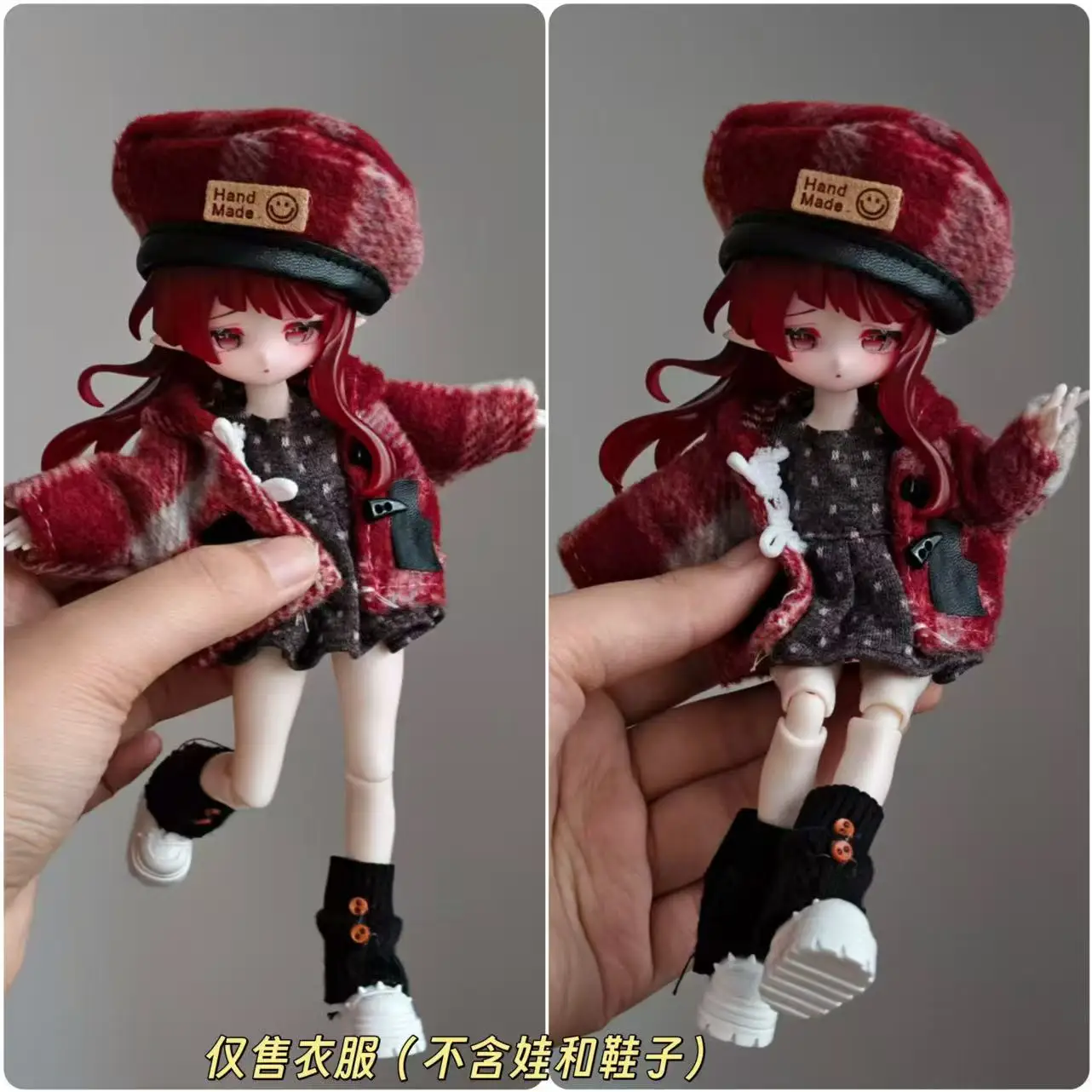 Doll Outfit 11 To 17 Cm Casual Knit Top Plaid Skirt Set For Bjd 8 12 Inch Ob11 Action Figure Doll Clothing
