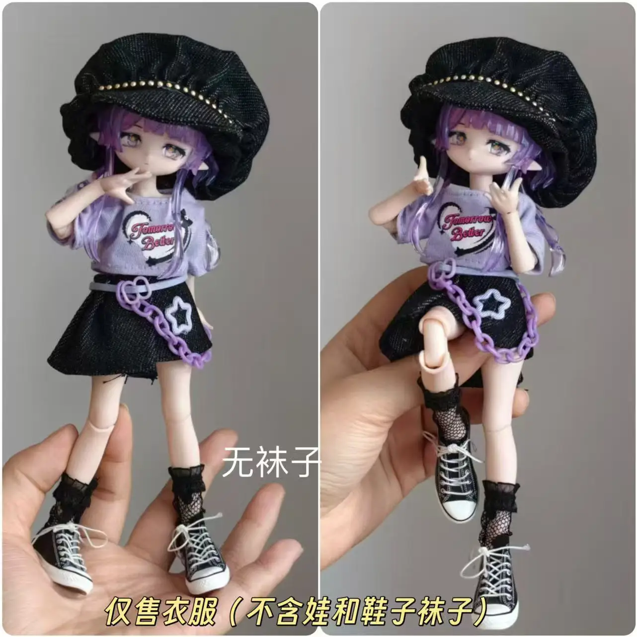 Doll Outfit 11 To 17 Cm Casual Knit Top Plaid Skirt Set For Bjd 8 12 Inch Ob11 Action Figure Doll Clothing