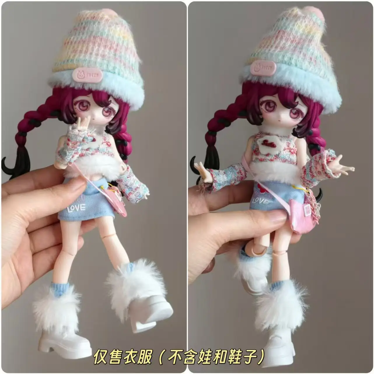 Doll Outfit 11 To 17 Cm Casual Knit Top Plaid Skirt Set For Bjd 8 12 Inch Ob11 Action Figure Doll Clothing