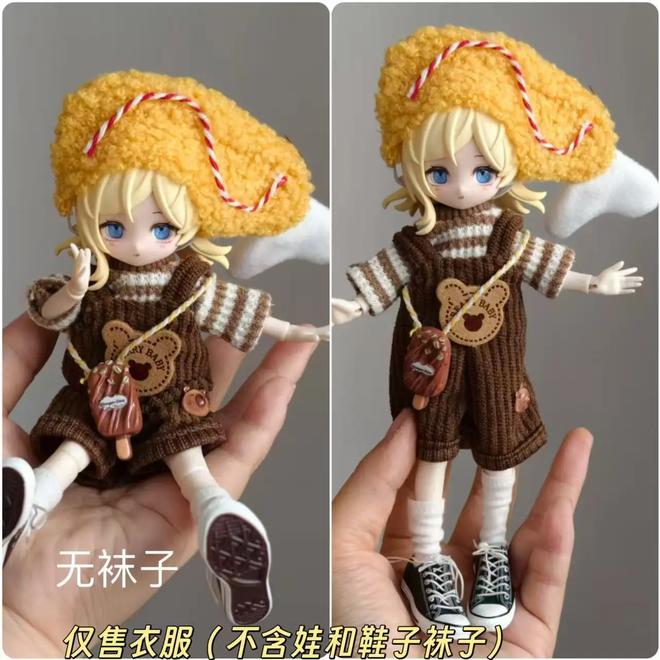 Doll Outfit 11 To 17 Cm Casual Knit Top Plaid Skirt Set For Bjd 8 12 Inch Ob11 Action Figure Doll Clothing