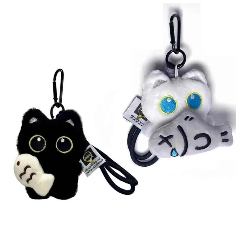 1pcs 2Pcs Cool Plush Black Cat Doll Toy Keychain Bag Pendant Charms Car Keyring Accessories for Women Couples Kawaii Gift