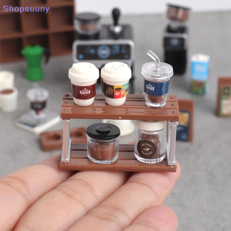 [SU]1:12 Dollhouse Miniature Coffee Machine Cup Set Coffee Machine Mixer Machine Model Kitchen Electrical Appliance Model Toys