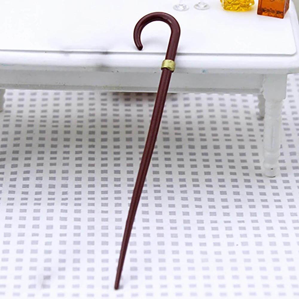 1Pcs 1/12 Dollhouse Miniature Accessories Mini Alloy Crutch Simulation Walking Stick Model Toys for Doll House Decoration