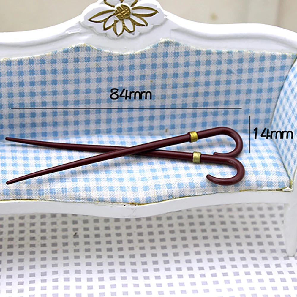 1Pcs 1/12 Dollhouse Miniature Accessories Mini Alloy Crutch Simulation Walking Stick Model Toys for Doll House Decoration