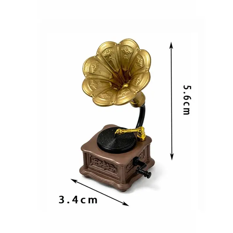 Dollhouse Vintage Phonograph Miniature 1Pcs Realistic Detail Home Living Room Scene Old Style Decoration