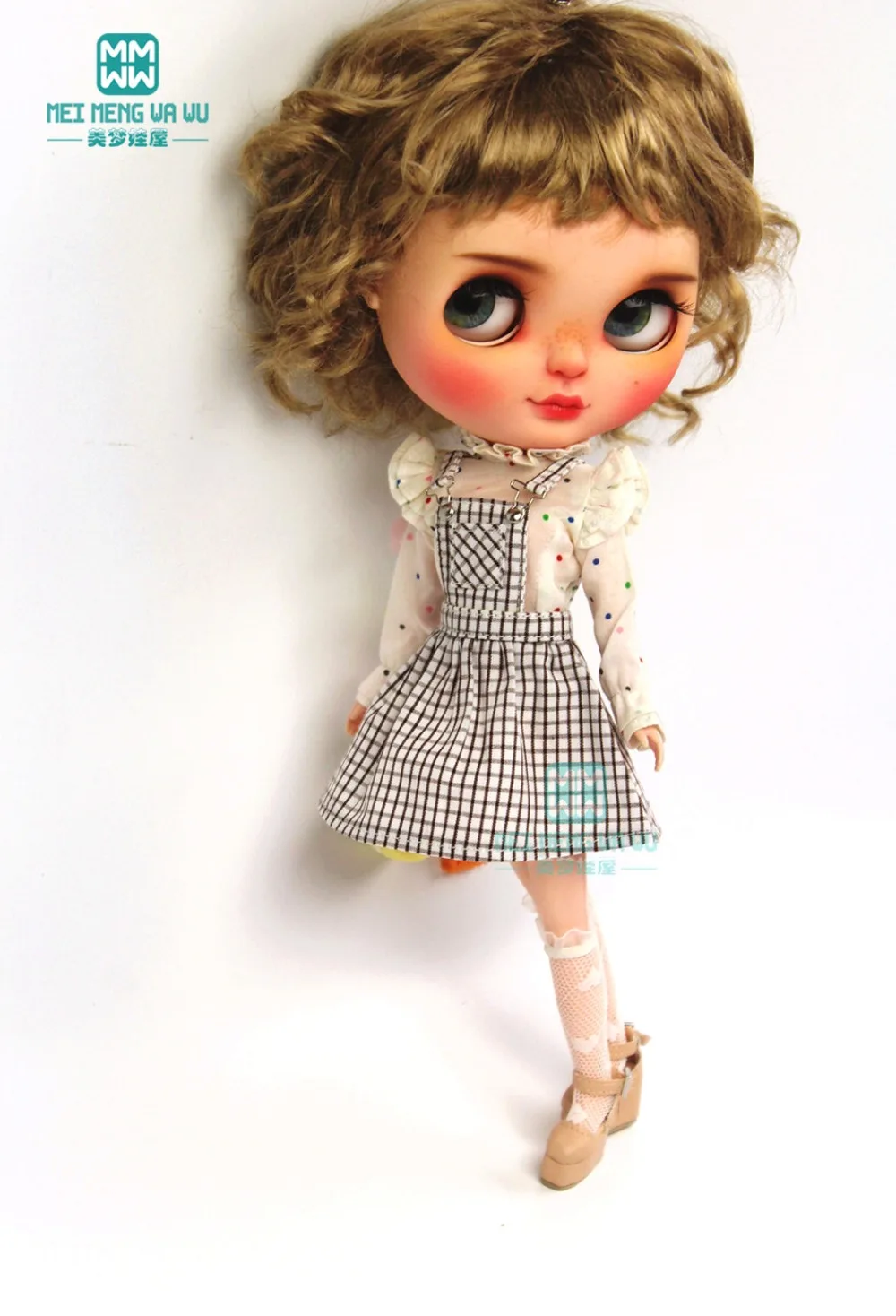 1PCS Blyth Clothes Fashion White T-Shirt and Pink Strap Dress for Blyth Azone 1/6 Doll Accessories