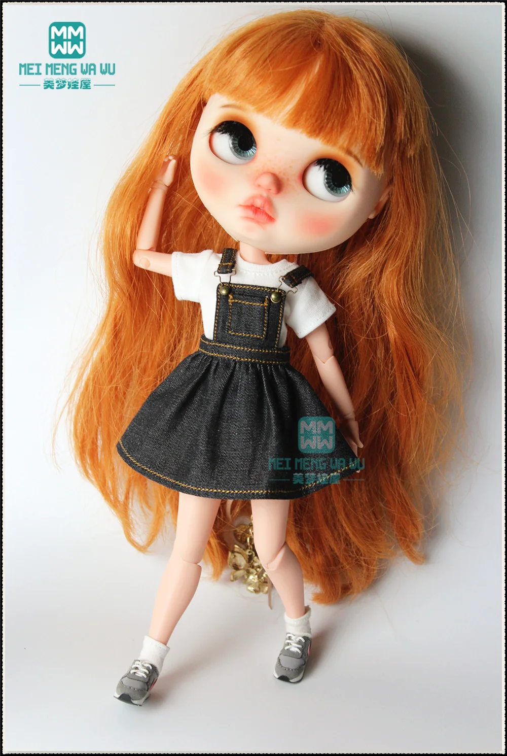 1PCS Blyth Clothes Fashion White T-Shirt and Pink Strap Dress for Blyth Azone 1/6 Doll Accessories