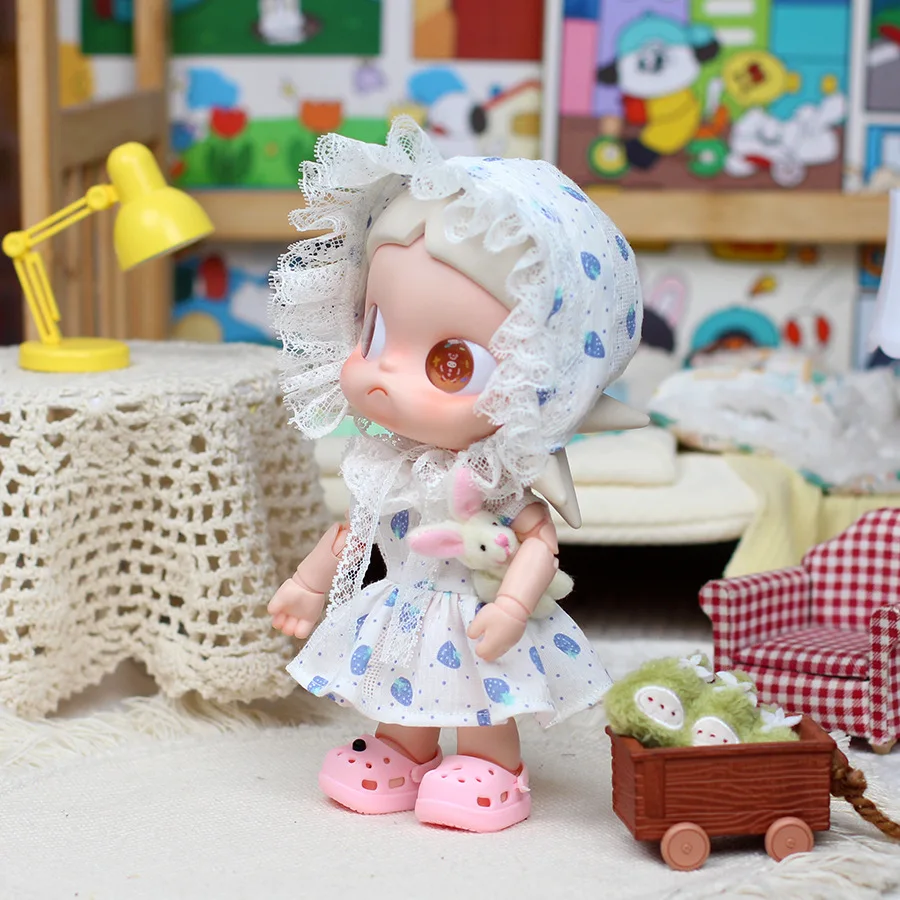 Pastoral Lace Doll Dress, Elegant Country‑Style Doll Outfit Fits 20cm Zsiga 1/8 BJD Doll Not Included