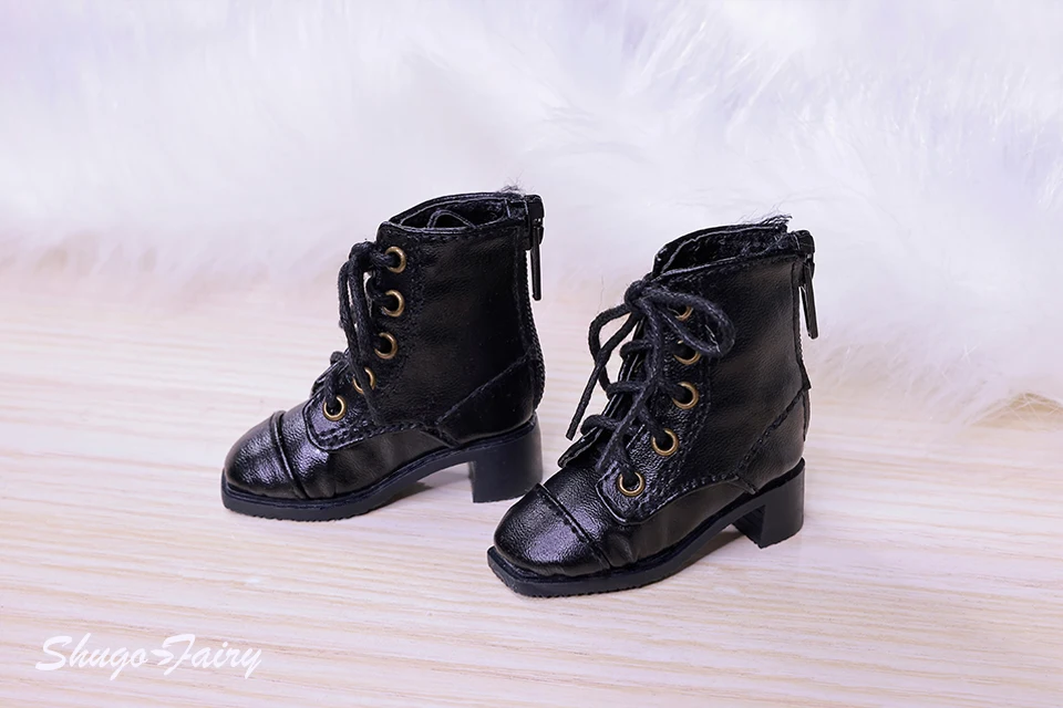 Bjd Dolls Shoes 1/4 Sanskrit Celia British Leather Boots Flat Feet Laceup Buskin BJD Accessories Black Brown White Shugafairy