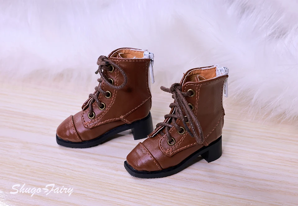 Bjd Dolls Shoes 1/4 Sanskrit Celia British Leather Boots Flat Feet Laceup Buskin BJD Accessories Black Brown White Shugafairy