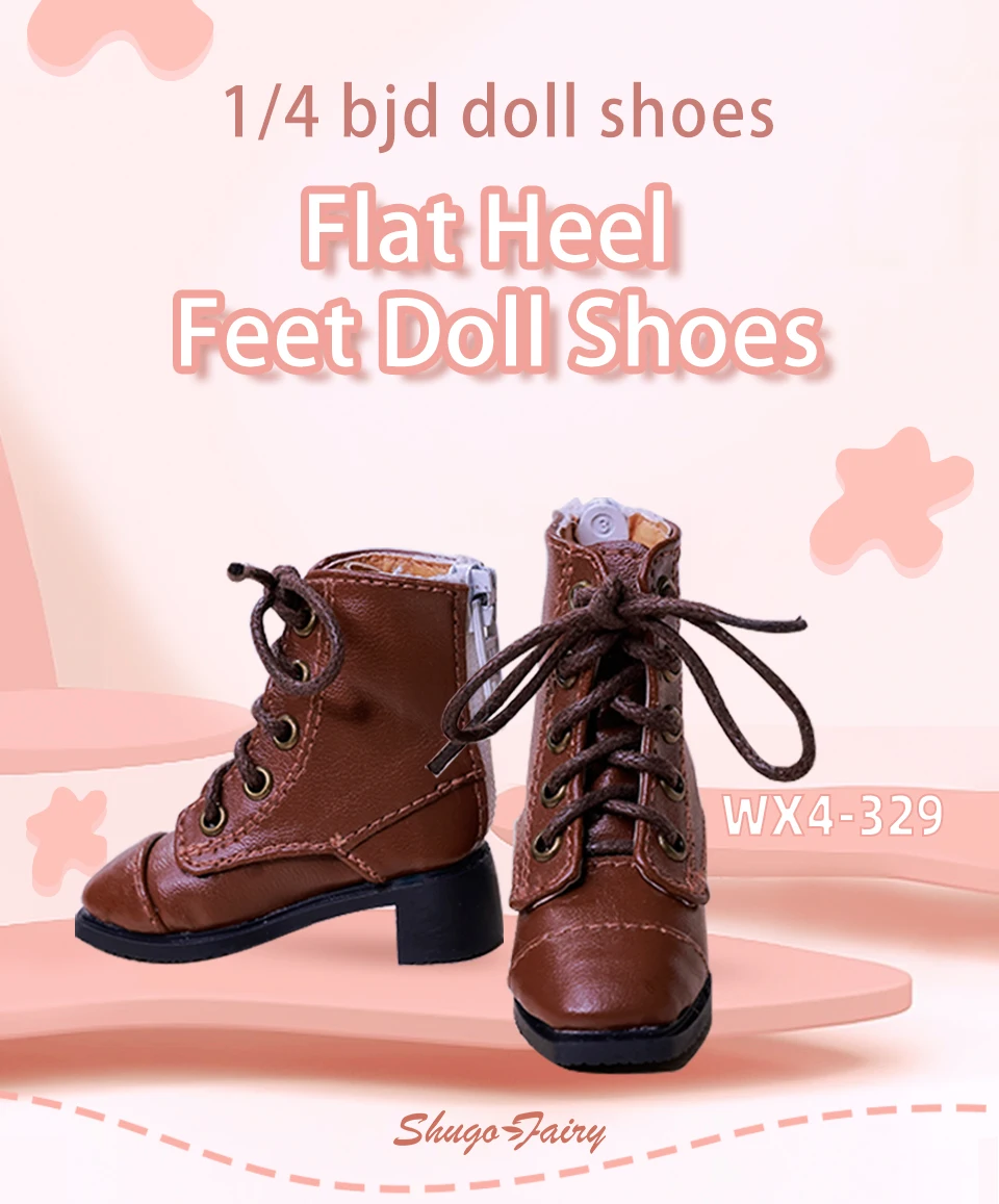 Bjd Dolls Shoes 1/4 Sanskrit Celia British Leather Boots Flat Feet Laceup Buskin BJD Accessories Black Brown White Shugafairy