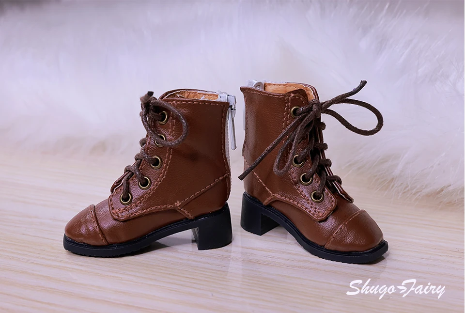 Bjd Dolls Shoes 1/4 Sanskrit Celia British Leather Boots Flat Feet Laceup Buskin BJD Accessories Black Brown White Shugafairy