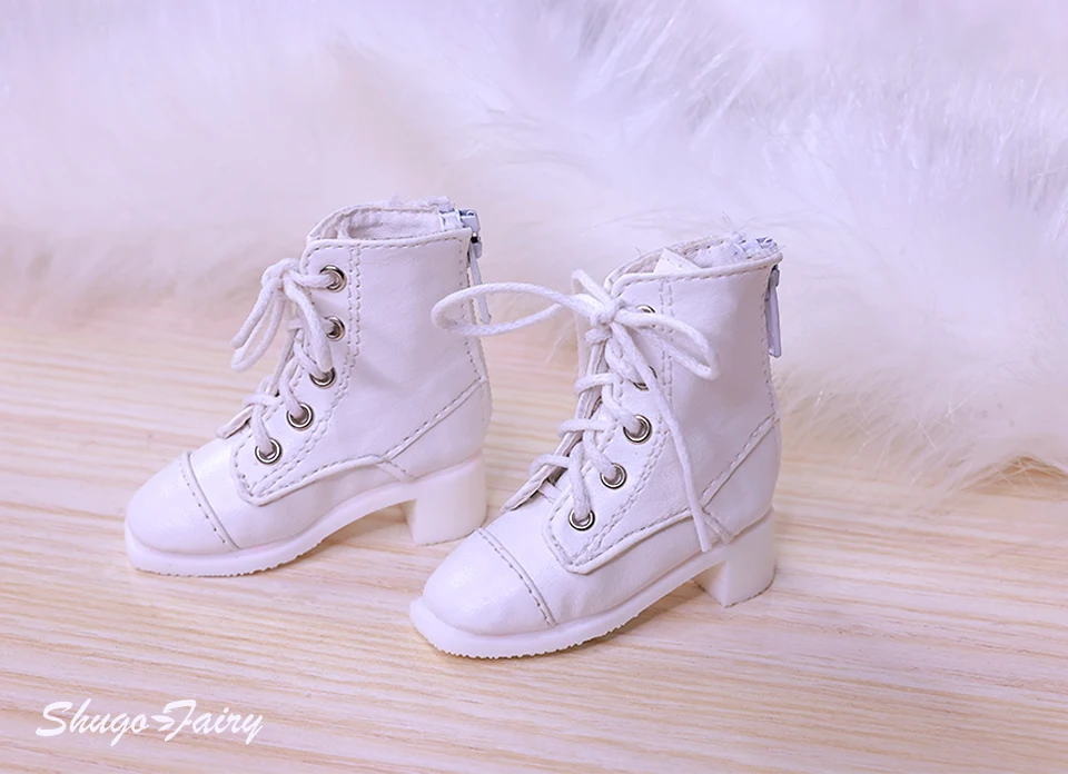 Bjd Dolls Shoes 1/4 Sanskrit Celia British Leather Boots Flat Feet Laceup Buskin BJD Accessories Black Brown White Shugafairy