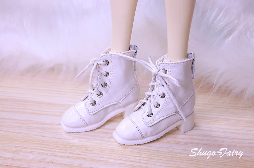 Bjd Dolls Shoes 1/4 Sanskrit Celia British Leather Boots Flat Feet Laceup Buskin BJD Accessories Black Brown White Shugafairy