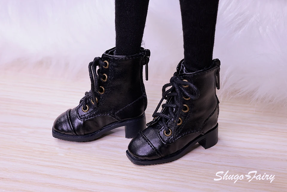 Bjd Dolls Shoes 1/4 Sanskrit Celia British Leather Boots Flat Feet Laceup Buskin BJD Accessories Black Brown White Shugafairy