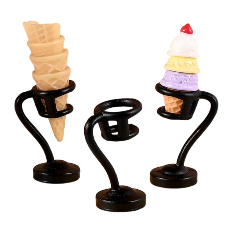 3Pcs/6Pcs Dollhouse Miniature Ice Cream Stand Ice Cream Cone Holder Model Decor Toy Doll House Accessories