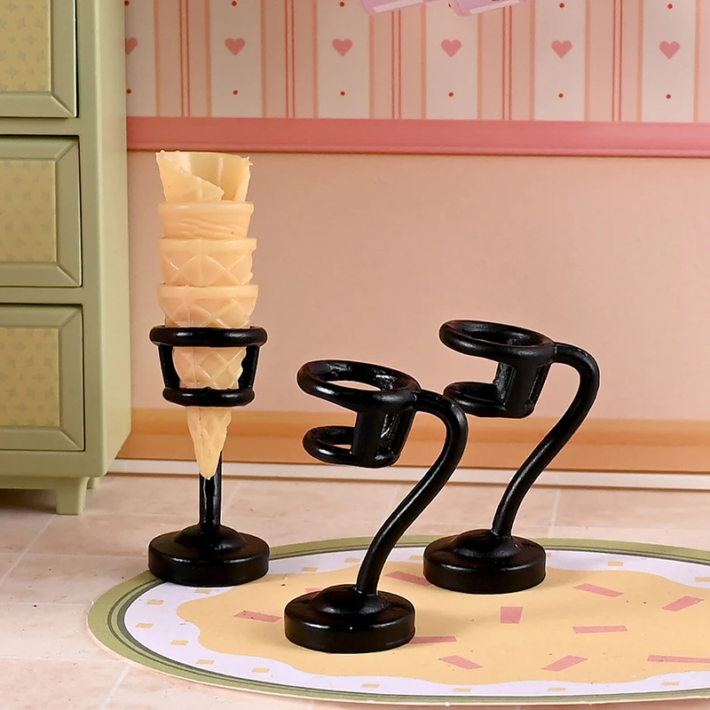 3Pcs/6Pcs Dollhouse Miniature Ice Cream Stand Ice Cream Cone Holder Model Decor Toy Doll House Accessories