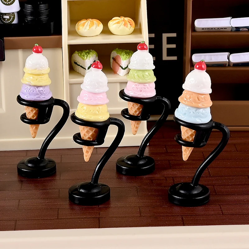 3Pcs/6Pcs Dollhouse Miniature Ice Cream Stand Ice Cream Cone Holder Model Decor Toy Doll House Accessories