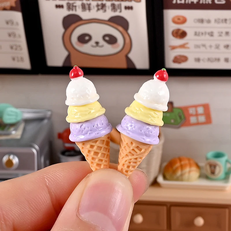 3Pcs/6Pcs Dollhouse Miniature Ice Cream Stand Ice Cream Cone Holder Model Decor Toy Doll House Accessories