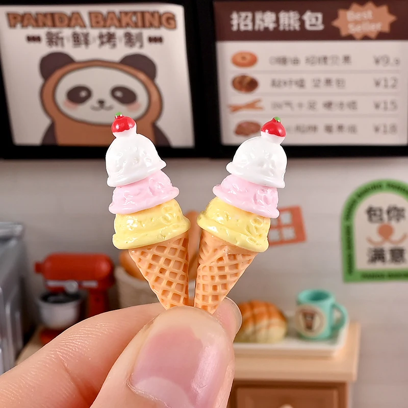 3Pcs/6Pcs Dollhouse Miniature Ice Cream Stand Ice Cream Cone Holder Model Decor Toy Doll House Accessories