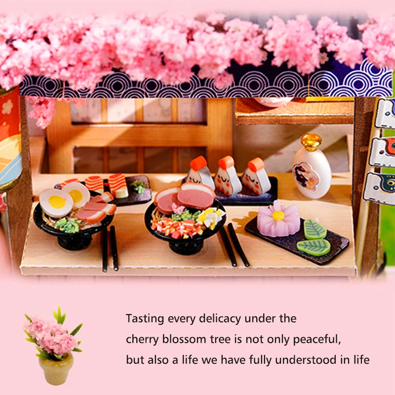 Wooden Mini Doll Houses DIY Handmade 3D Puzzle Assembly Building Kits With Furniture LED Coffee Store Dollhouse Toys For Gift