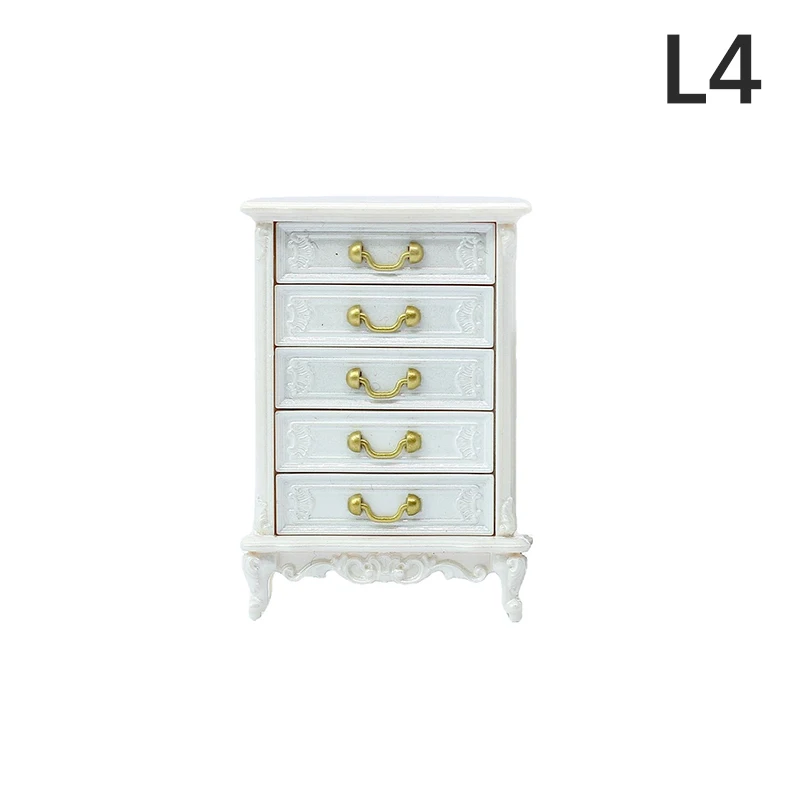 1Pc Dollhouse Furniture Ornaments Mini European Style Retro High And Low Cabinet Model Shooting Scene Props