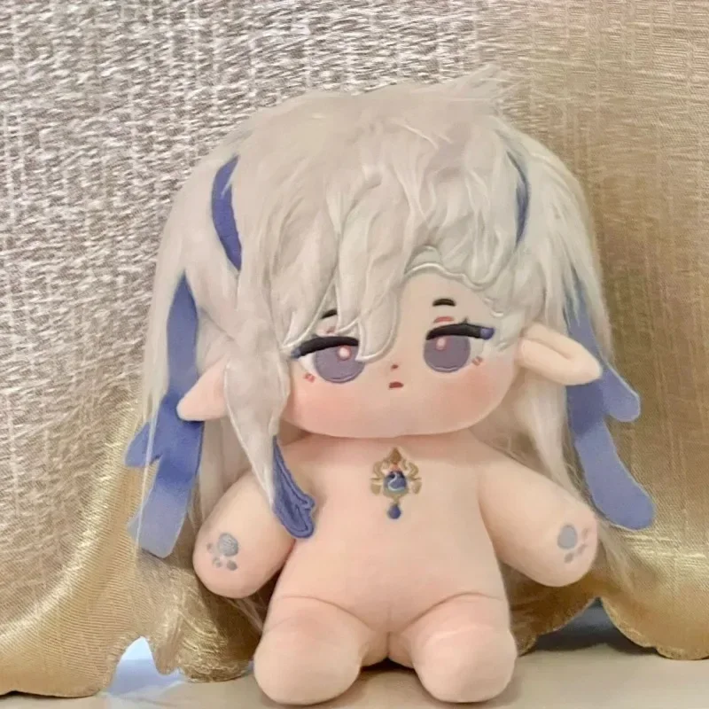 Adorable 20cm Neuvillette Fluffy Cotton Plush Doll with Skeleton Genshin Impact Anime Cosplay Character Stuffed Toy Xmas Gift