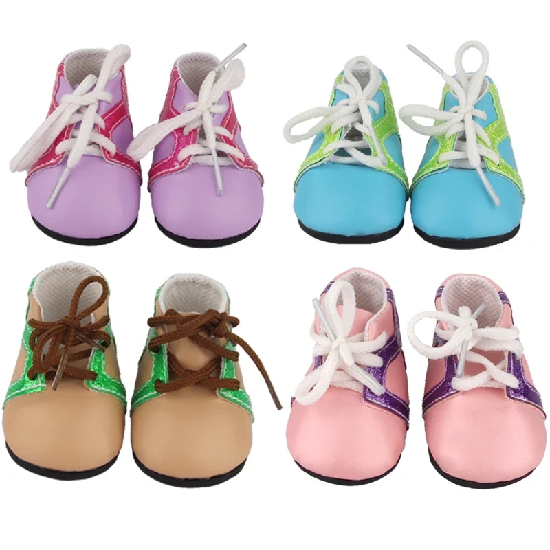 High-quality Leather Doll Shoes For 18 Inch American Doll 7cm Mini Doll Boots Sneakers For 43cm Baby New Born&DIY Girl Doll