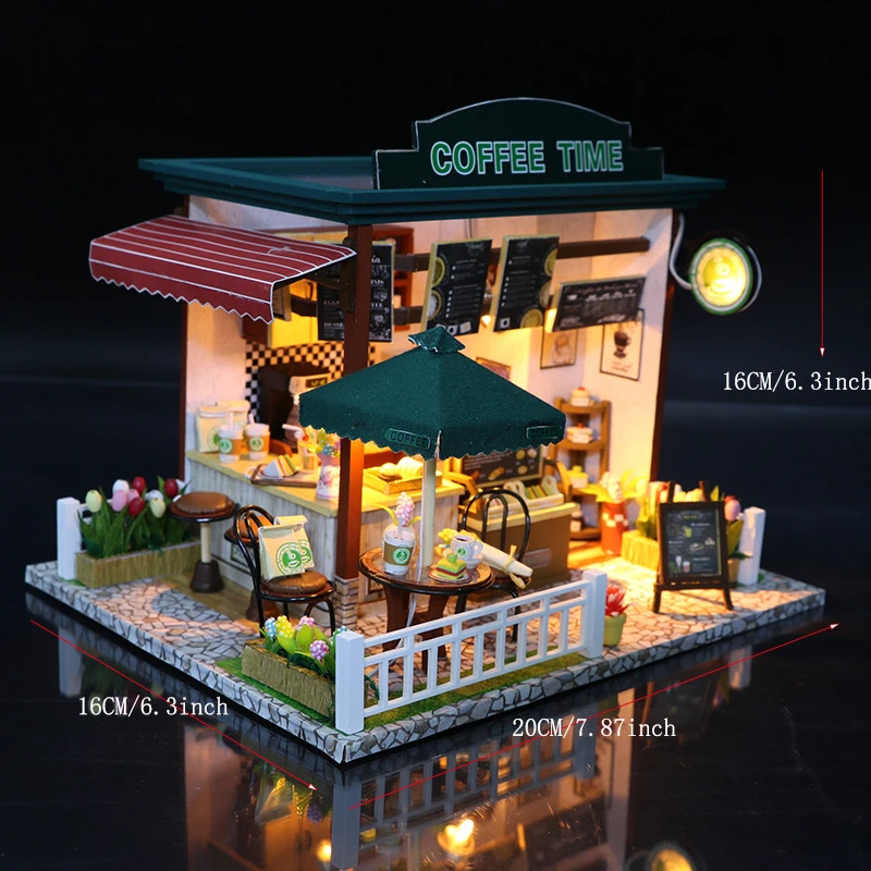 DIY Wooden 3D Bakery Room Doll Houses Miniature Assembly Model Building Bedroom Kit Dollhouse With Furniture Toys For Gifts